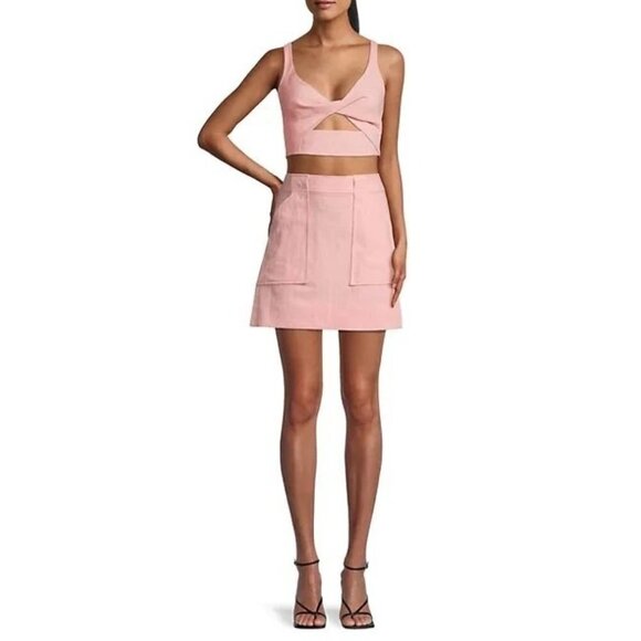 Bec & Bridge Bonnie Cut-Out Crop Top in Peony Pink 6 Womens Cropped Tank - Picture 13 of 15